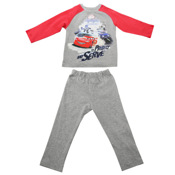 Disney Cars Grey Boys Pajama Set : Long Sleeve Shirt + Pajamas