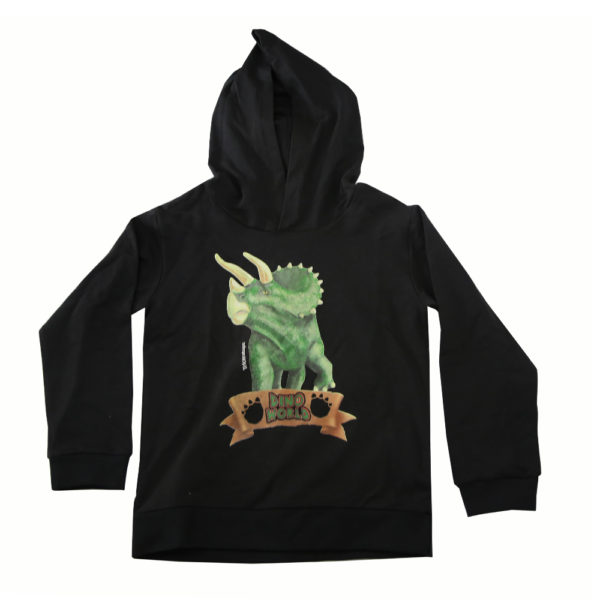 Dino World Black Triceratops Boys Hooded Jacket