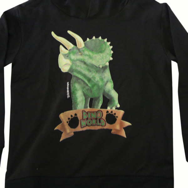 Dino World Black Triceratops Boys Hooded Jacket - Image 3